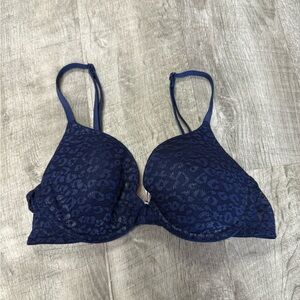 Pink Victoria’s Secret Navy Blue Lace Bra Size 34B